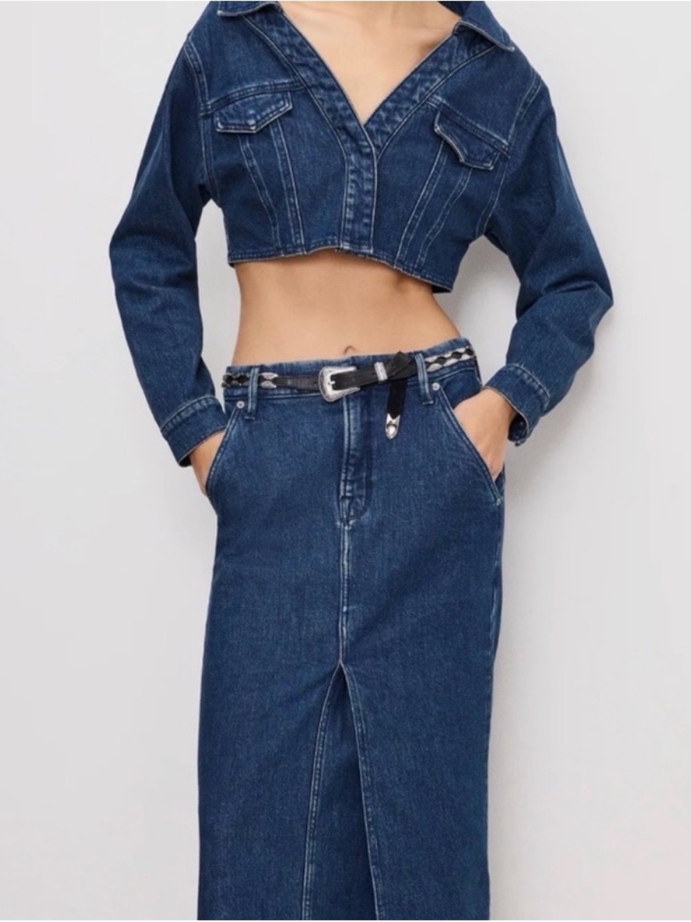 Good American denim cropped jacket size M. NWT